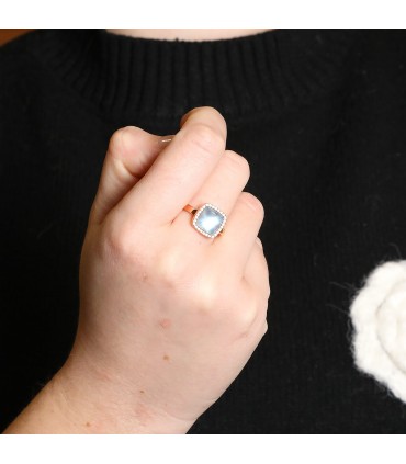 One More Pantelleria diamonds, mother-of-pearl, topaze and gold ring