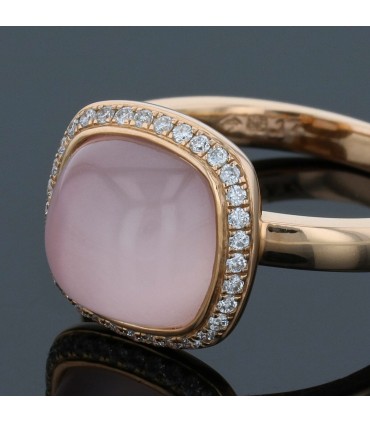 One More Pantelleria diamonds, mother-of-pearl, quartz and gold ring