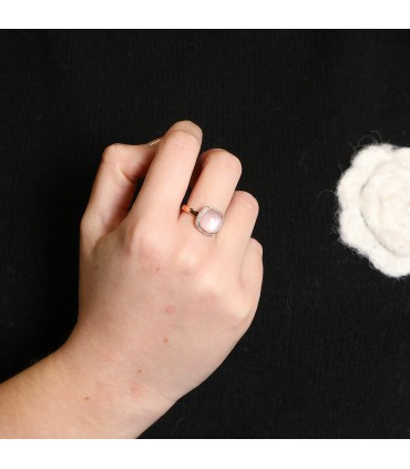 One More Pantelleria diamonds, mother-of-pearl, quartz and gold ring
