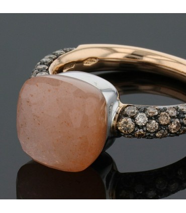Pomellato Nudo pink moonstone, diamonds and gold ring