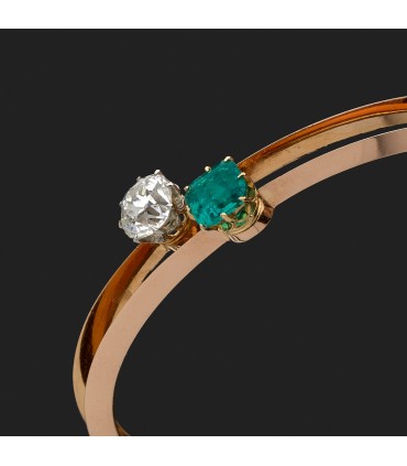 Bracelet or, émeraude et diamant