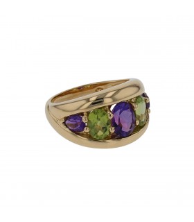 Gold, amethyst and peridots ring