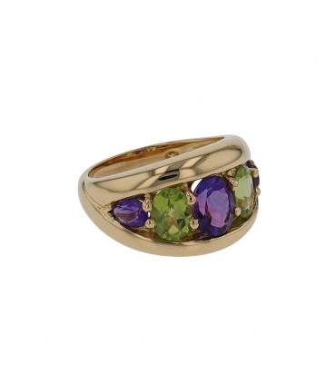 Gold, amethyst and peridots ring