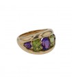 Gold, amethyst and peridots ring