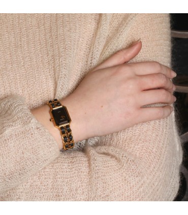 Chanel Première gold plated metal and leather watch