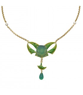 Collier or et émail vert