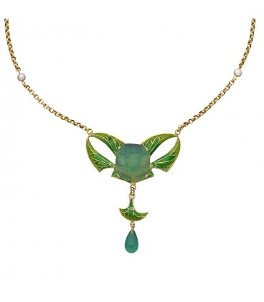 Collier or et émail vert