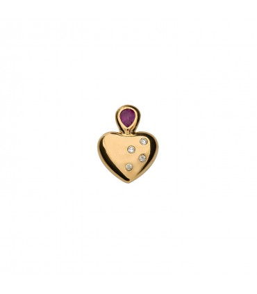 Pendentif or, diamants et rubis