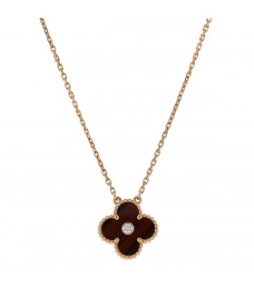 Van Cleef & Arpels Vintage Alhambra gold, bull’s eye quartz and diamond necklace