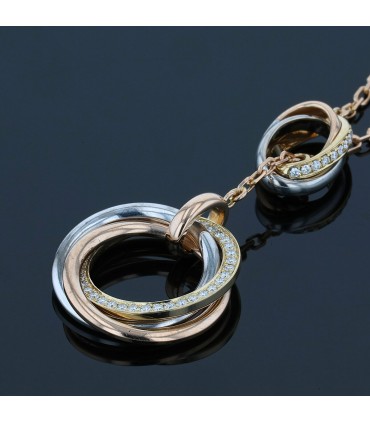 Cartier Trinity three tones gold and diamonds necklace