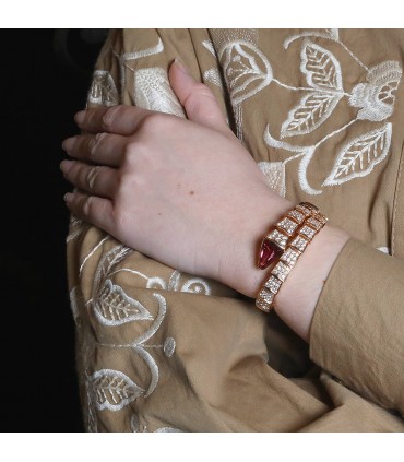 Bulgari Serpenti diamonds, tourmaline and gold bracelet