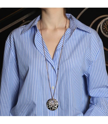 Bulgari Intarsio mother of peal, diamonds and 18k gold necklace