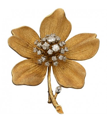 Diamonds and gold brooch