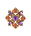 Van Cleef & Arpels Delphes amethysts, coral and gold brooch necklace