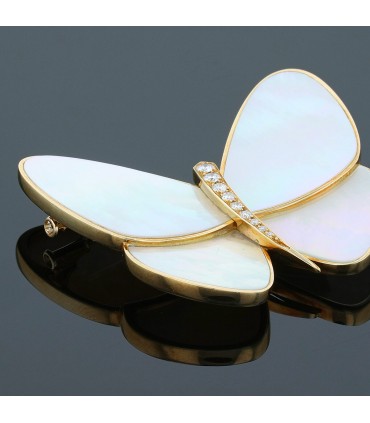 Van Cleef & Arpels mother-of-pearl, diamonds and gold Butterfly Brooch