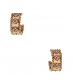 Van Cleef & Arpels Perlée diamonds and gold earrings