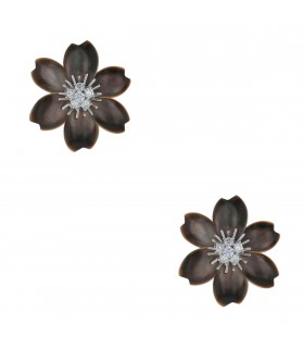 Van Cleef & Arpels Rose de Noël mother-of-pearl, diamonds and gold earrings