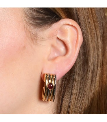 Bulgari two tones gold and rubies earrings