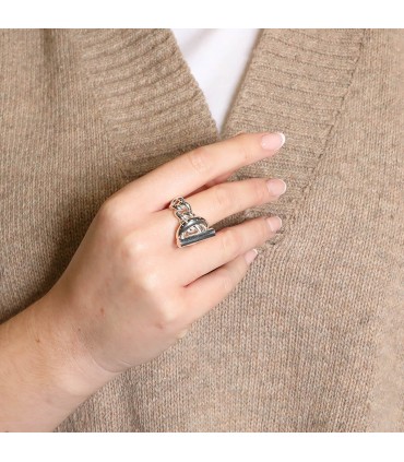 Hermès Croisette silver ring