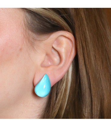 Vhernier Gocce turquoise, crystal rock and gold earrings