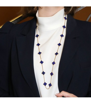 Van Cleef & Arpels Vintage Alhambra lapis lazuli and gold long necklace