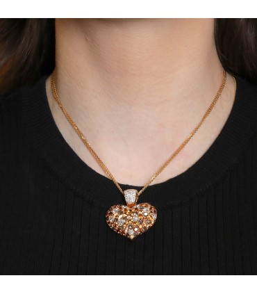 Tabbah Coeur diamonds, orange sapphires and 18k gold necklace