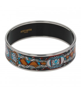 Hermès stainless steel and enamel bracelet