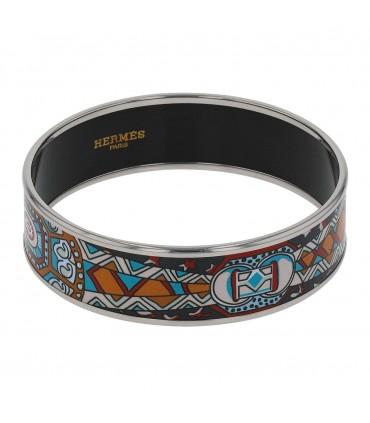 Hermès stainless steel and enamel bracelet