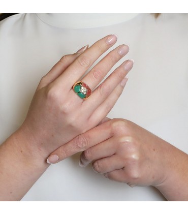 Van Cleef & Arpels chrysoprase, tourmaline, diamonds and 18k gold ring