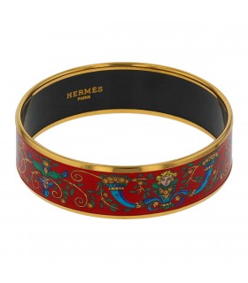 Hermès gold plated metal and enamel bracelet