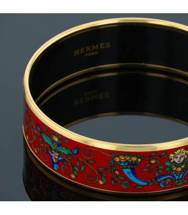 Hermès gold plated metal and enamel bracelet