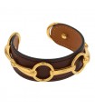 Hermès gold plated metal and leather bracelet