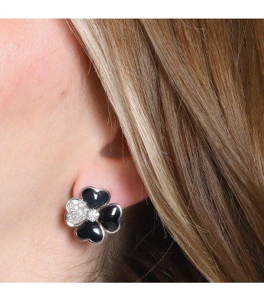 Van Cleef & Arpels Cosmos onyx, diamonds and gold earrings