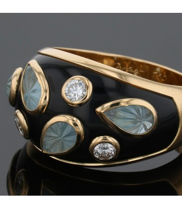 Cartier gold, diamonds, laquer ring