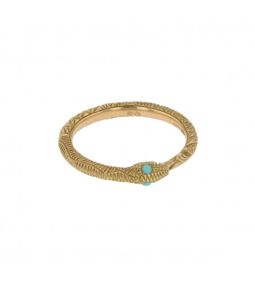 Gucci Ouroboros gold and turquoise ring