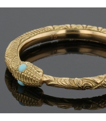 Gucci Ouroboros gold and turquoise ring