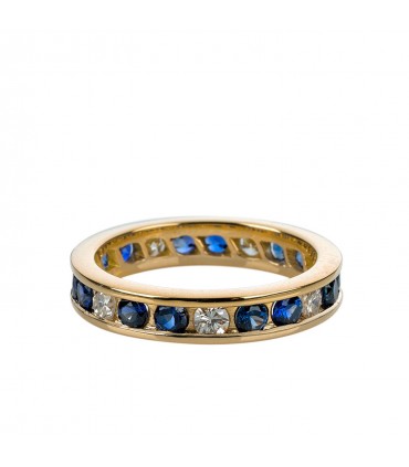 Bague or, saphirs et diamants