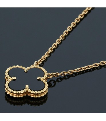 Van Cleef & Arpels Vintage Alhambra gold and onyx necklace