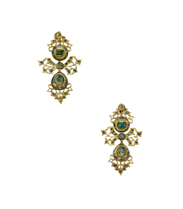 Boucles d’oreilles or et émeraudes