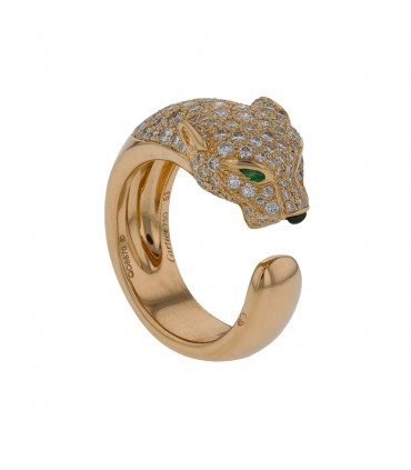 Cartier Panthère diamonds, emeralds, onyx and gold ring