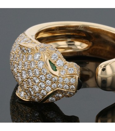 Cartier Panthère diamonds, emeralds, onyx and gold ring