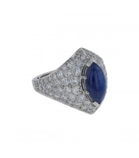Bague or, saphir, diamants