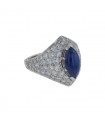 Sapphire, diamonds and gold ring