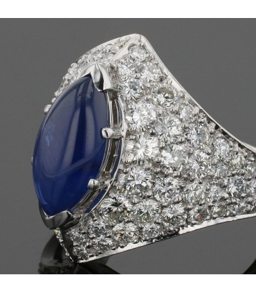 Bague or, saphir, diamants