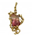 Broche or et tourmaline melon d’eau