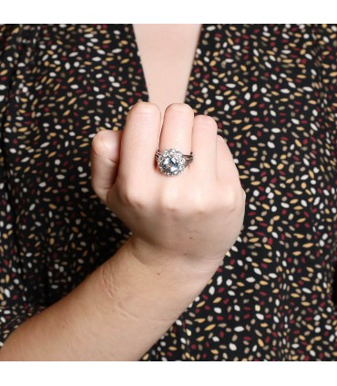 Bague platine, topaze, diamants