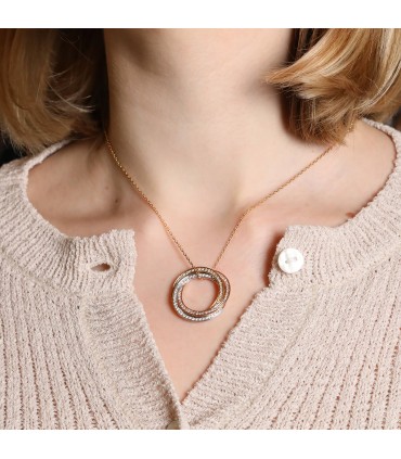 Cartier Trinity diamonds and three-tones 18k gold necklace