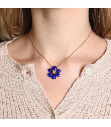 Van Cleef & Arpels Rose de Noël lapis lazuli, diamonds and 18k gold necklace