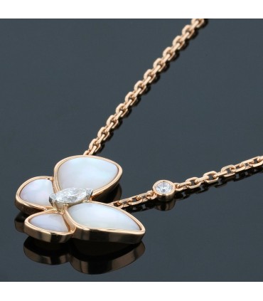Van Cleef & Arpels Deux Papillons mother of pearl, diamonds and gold necklace
