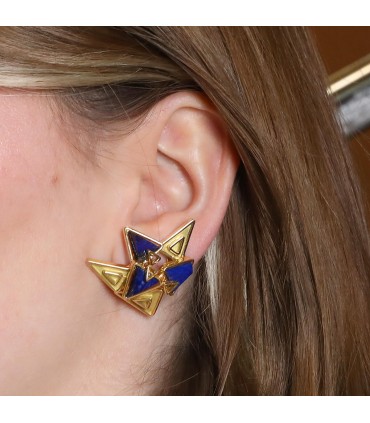 Chaumet gold and lapis lazuli earrings